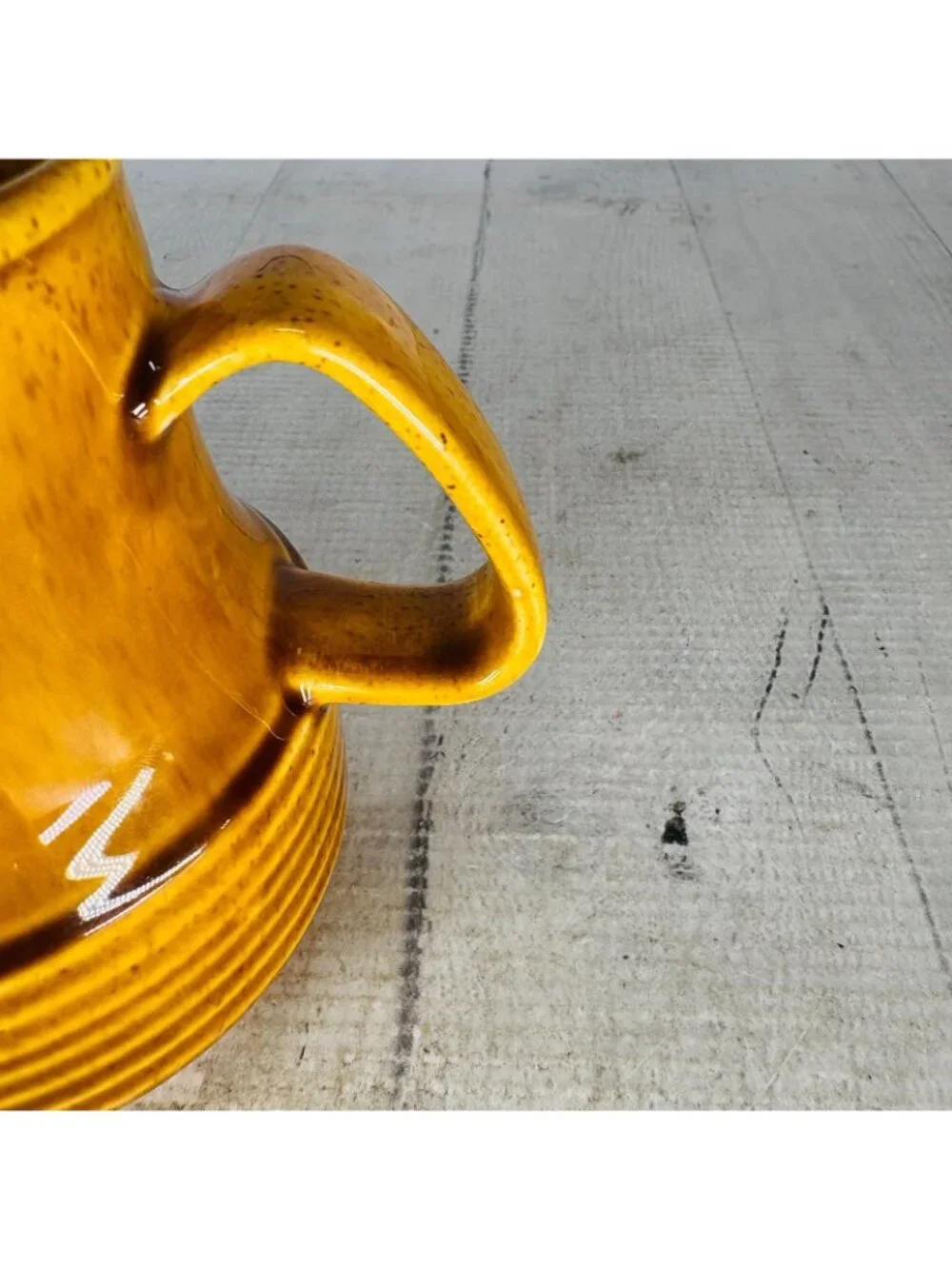 Vintage Golden Brown Glazed Ceramic Speckled Mid-Century Style 8 oz Creamer